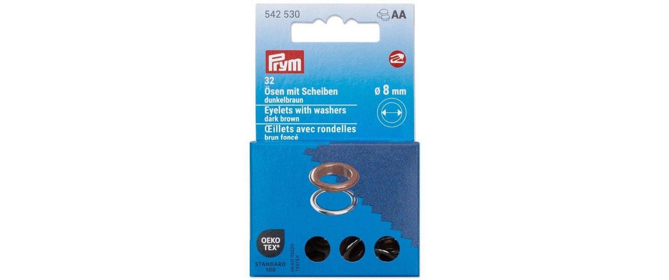 Prym Ösen mit Scheiben, d`braun, silber