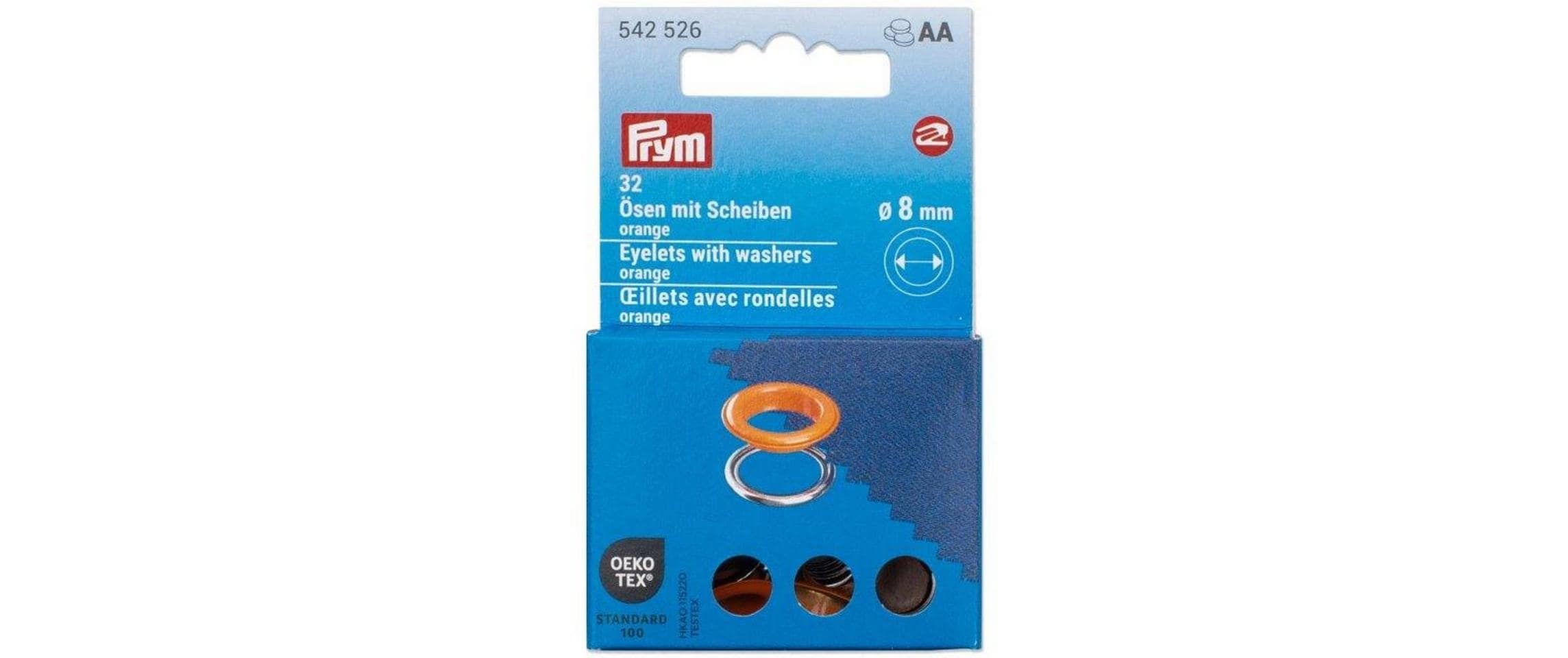 Prym Ösen mit Scheiben, orange, silber