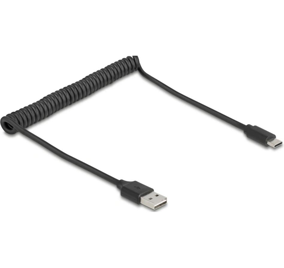 Delock USB2.0 Spiralkabel A-C, 50-80cm