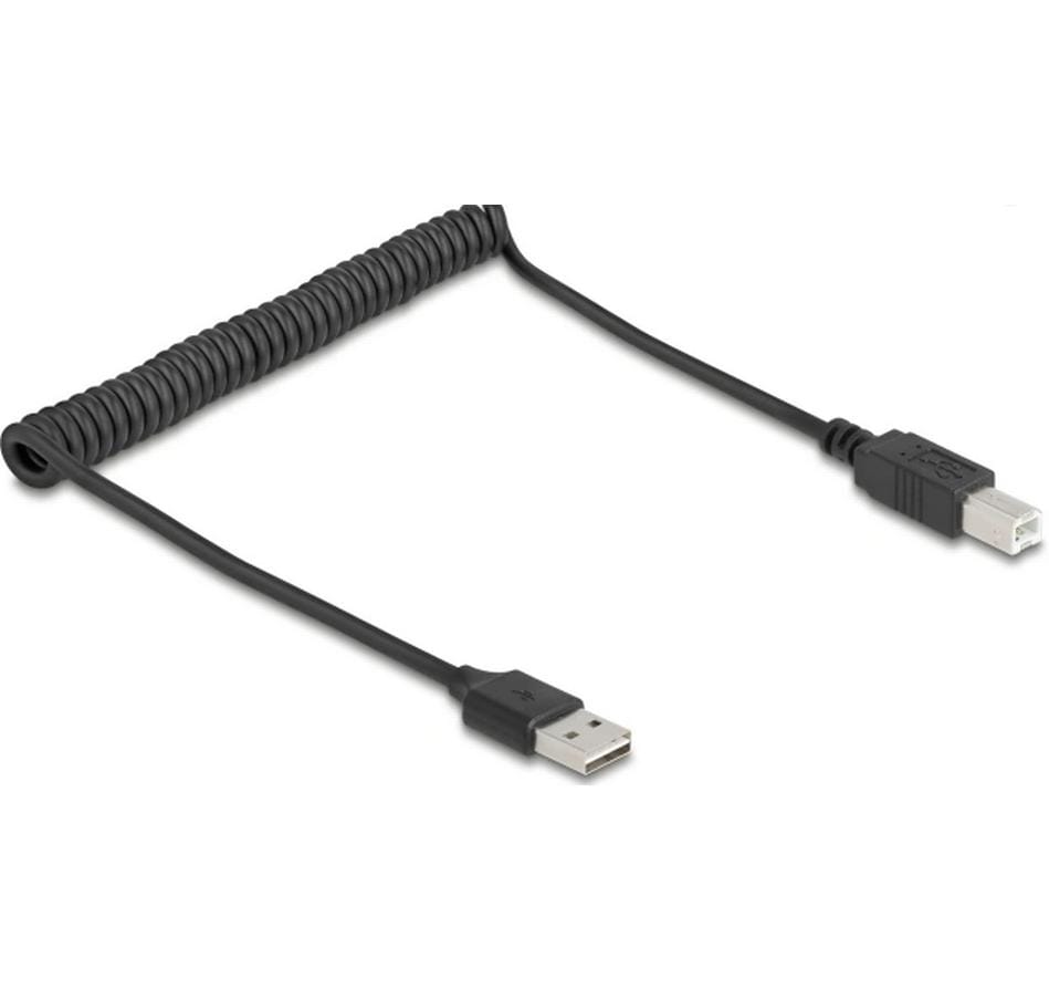 Delock USB2.0 Spiralkabel A-B, 50-80cm