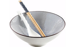 Ibili | Ramen-Set Hakata 20.7 x 8.5 cm | 1 Schüssel + 2 Stäbchen + Porzellanlöffel