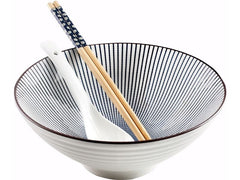Ibili | Ramen-Set Hakata 20.7 x 8.5 cm | 1 Schüssel + 2 Stäbchen + Porzellanlöffel