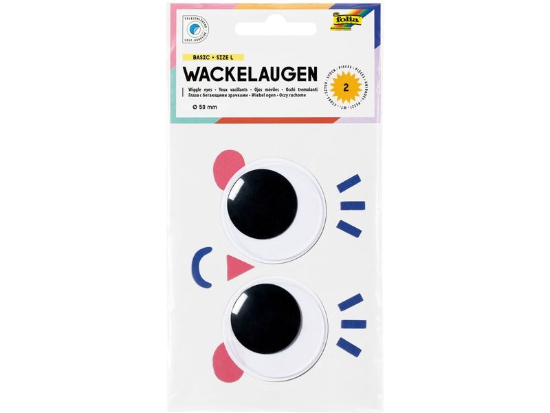 Folia | Wackelaugen selbstklebend | 2 Stück, Ø 50mm