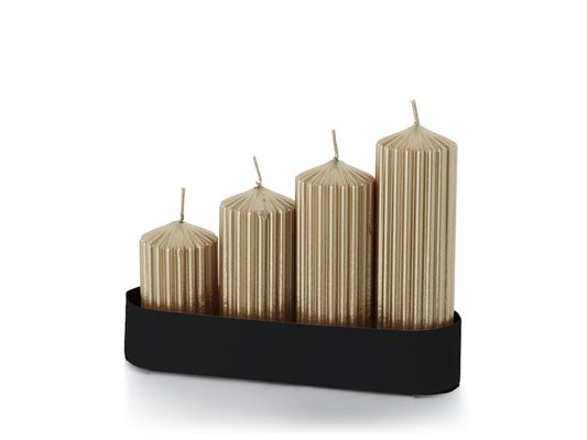 balthasar | Adventstufenset Rille, Gold | 8-14x5 cm (HxD), 4 verschiedene Grössen