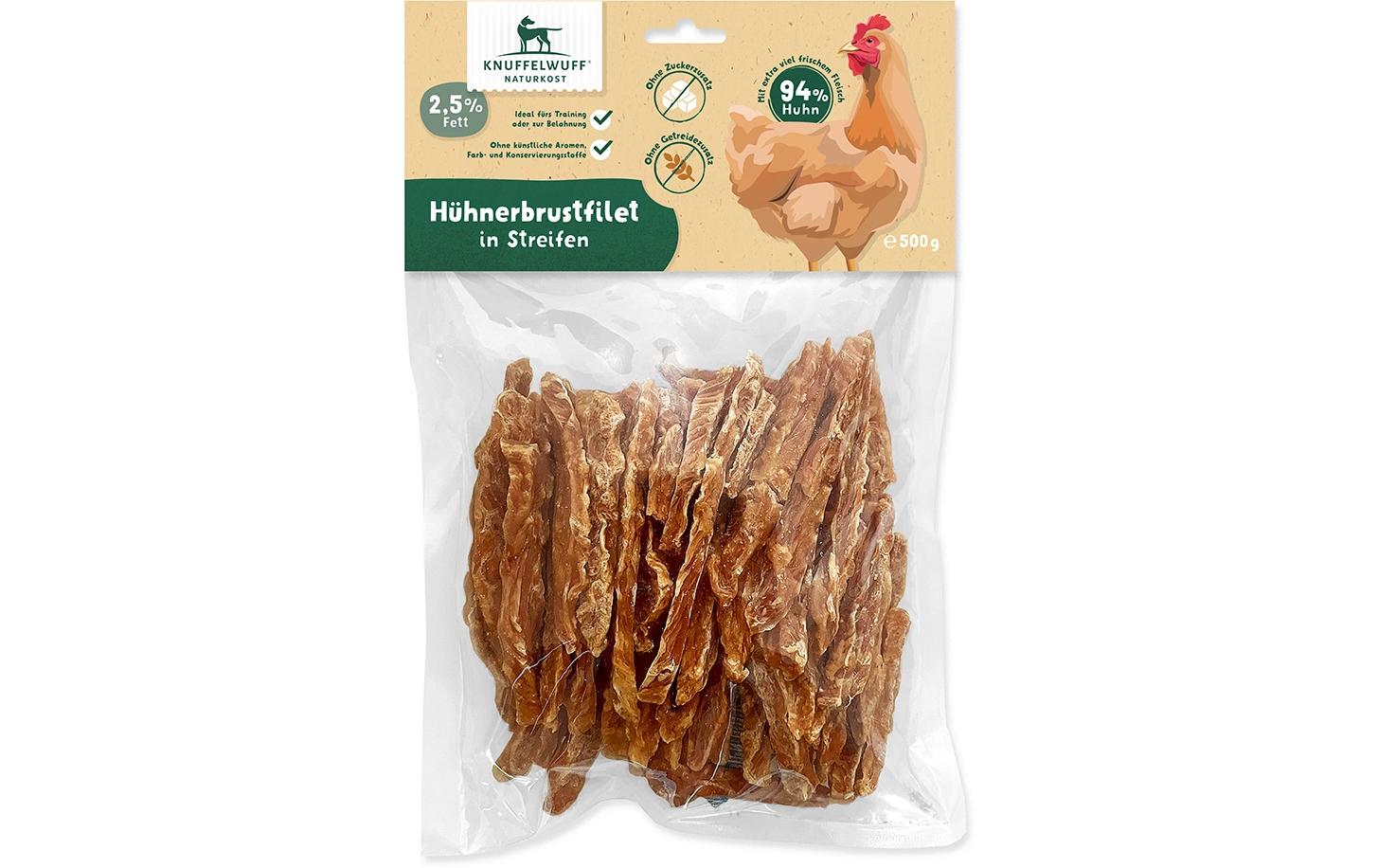 Knuffelwuff Hühnerbrust-Streifen 500g