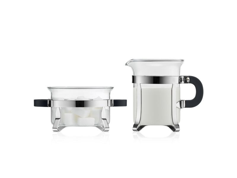 Bodum | Chambord Zucker + Milch Set | 2-teilig, Glas, Edelstahl Chrom