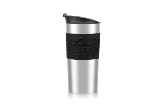 Bodum | Travel Mug Doppelwandig Reisebecher | Edelstahl, schwarz, 0.35 Liter