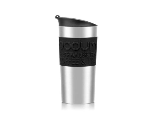 Bodum | Travel Mug Doppelwandig Reisebecher | Edelstahl, schwarz, 0.35 Liter