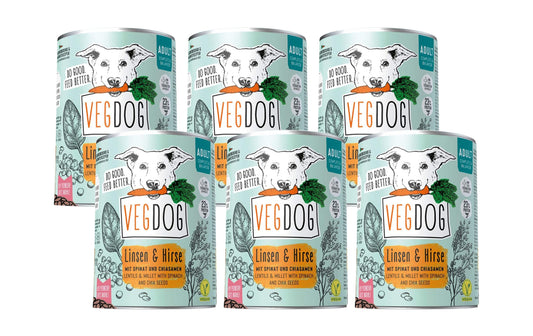 Vegdog, Nassfutter Adult Linsen + Hirse, 6