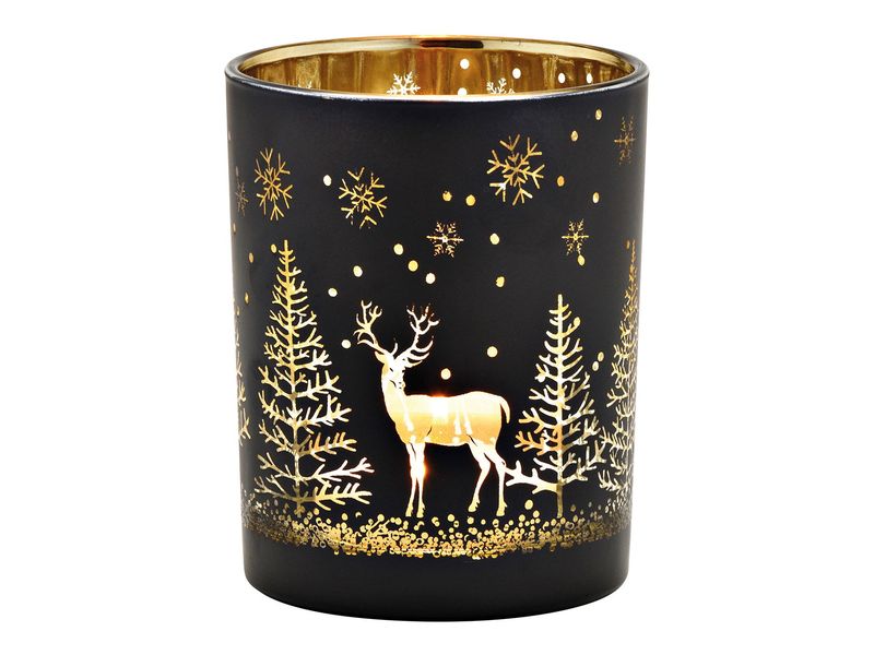 G. Wurm | Windlicht Winterwald 12cm | Glas, 10x12x10cm