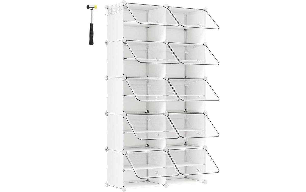 Songmics Schuhboxenfür 40 Schuhe, Weiss
