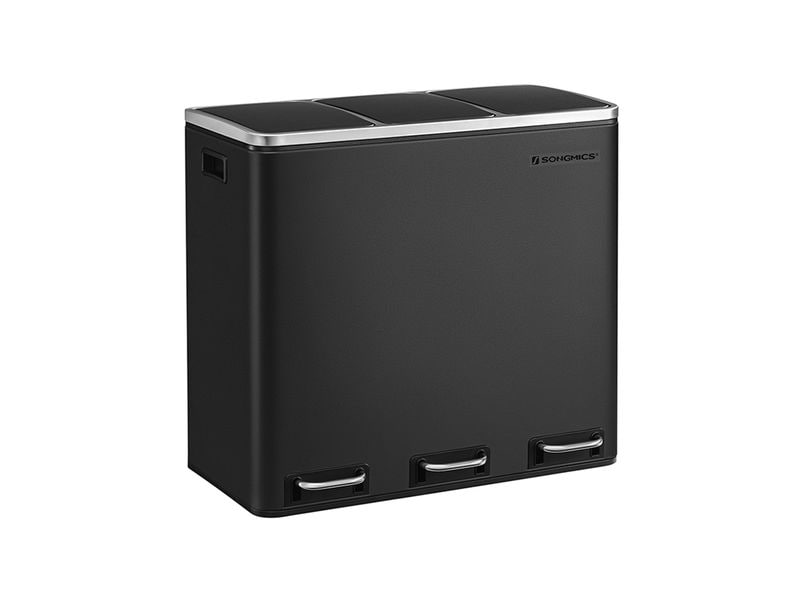 Songmics | Treteimer, Schwarz | 61x34x55.5 cm (BxTxH), Stahl