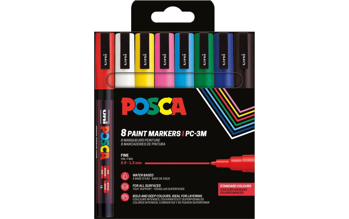 Uni, Permanent-Marker POSCA 0.9 - 1.3 mm, 8