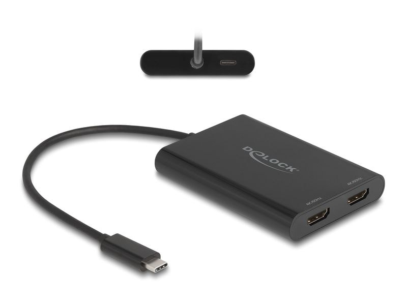 Delock | Adapter USB-C zu 2x HDMI/USB-C PD | DisplayLink, 4K 60Hz, USB PD 3.0