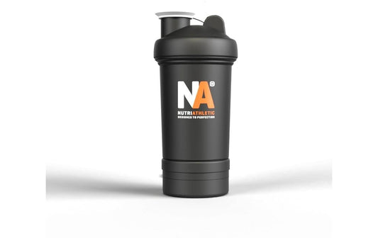 NUTRIATHLETIC | Shaker | 500ml, schwarz mit Pulverfach