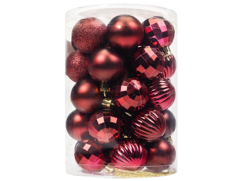 COCON | Weihnachtskugel 34 Stück, Bordeaux | Kunststoff, D: 4cm