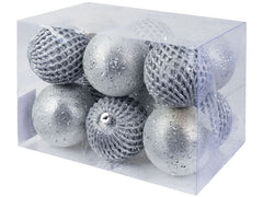 COCON | Weihnachtskugeln silber, 12 Stk. | Kunststoff, D: 8cm