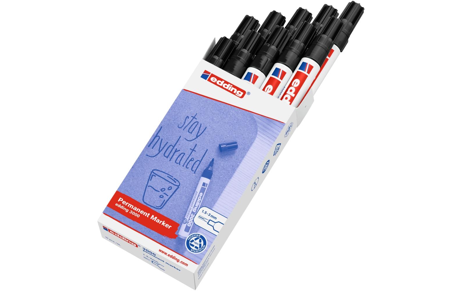 edding, Permanent-Marker 3000 Schwarz, 10 S