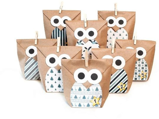 Pajoma | Bastelset Christmas Owl blue | 24 Tüten
