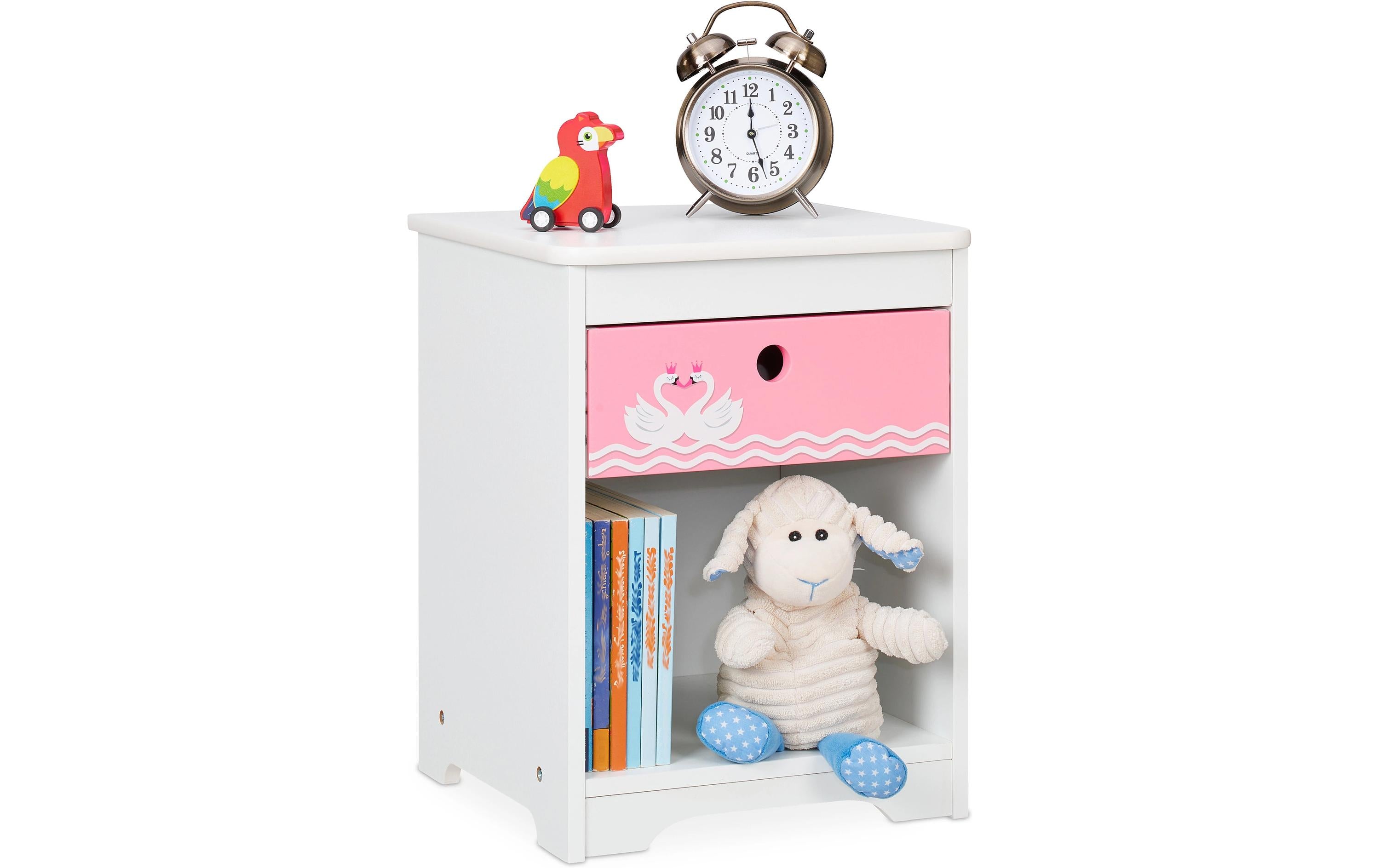 relaxdays Nachttisch für Kinder Schwan