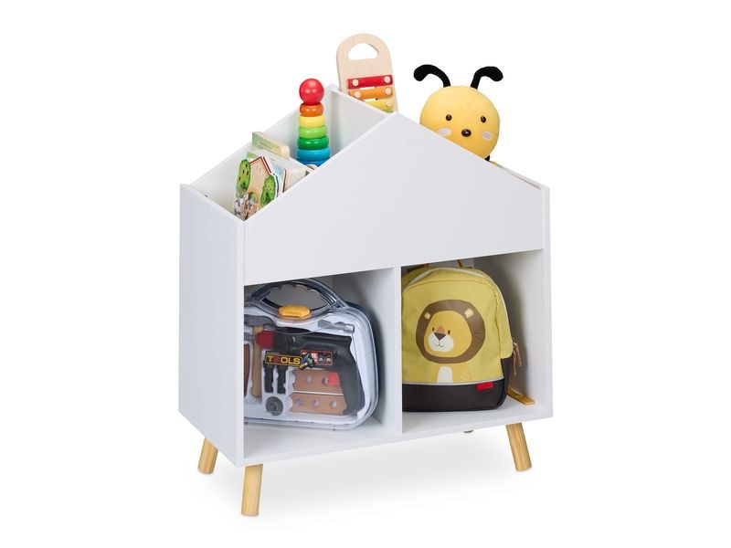 relaxdays | Kinderregal Haus | MDF, Kiefernholz, China
