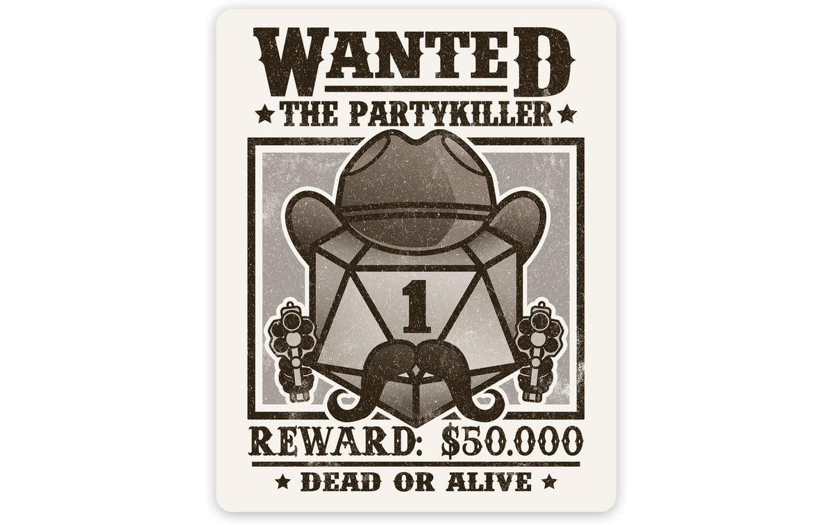 Wanted Partykiller Sticker