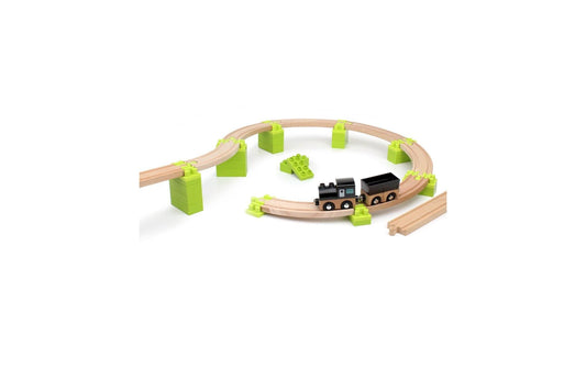 Neue Freunde | Noppi Eisenbahn Bauteile für Steigungen | mit Klemmbausteinen für Holzeisenbahnen