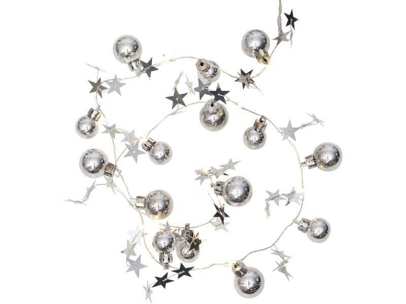 Star Trading | LED Lichterkette Stern silber | 10 LED, Bat: 3xAA m Timer, Zul 50cm L:90cm