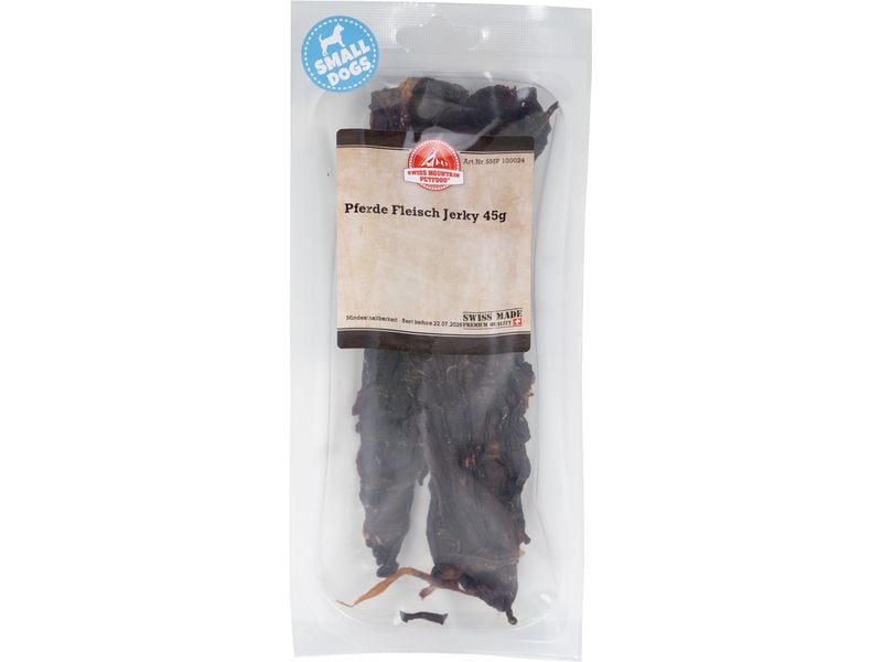 Swiss Mountain Petfood | Swiss Mountain Pferde Fleisch Jerky | 45g, Mini Linie Hunesnacks