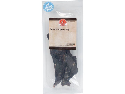 Swiss Mountain Petfood | Swiss Mountain Schweine Fleisch Jerky | 45g, Mini Linie Hunesnacks