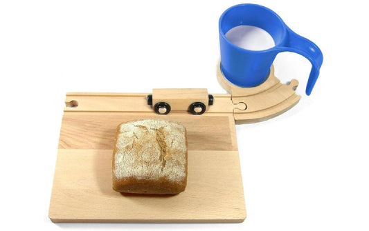 Eisenbahn Frühstücks-Set blaue Tasse-Tunnel