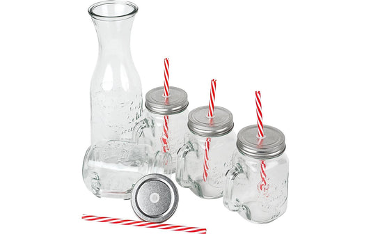 Alpina Trinkglas mit Halm & Karaffe