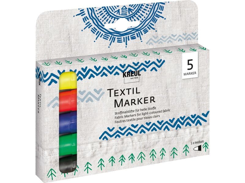 Kreul | Textil Marker medium Set | 5 Stück