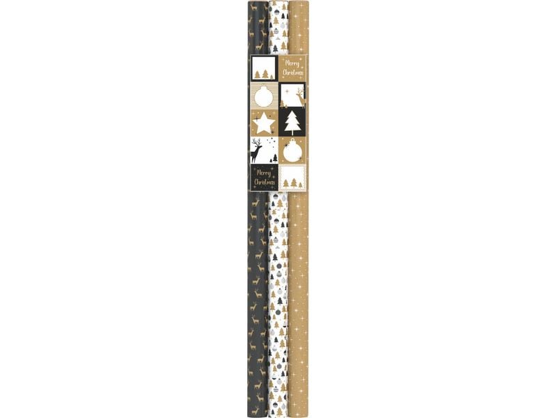Braun + Company | B+C Geschenkpapier-Set | 3 Rollen + Stickers