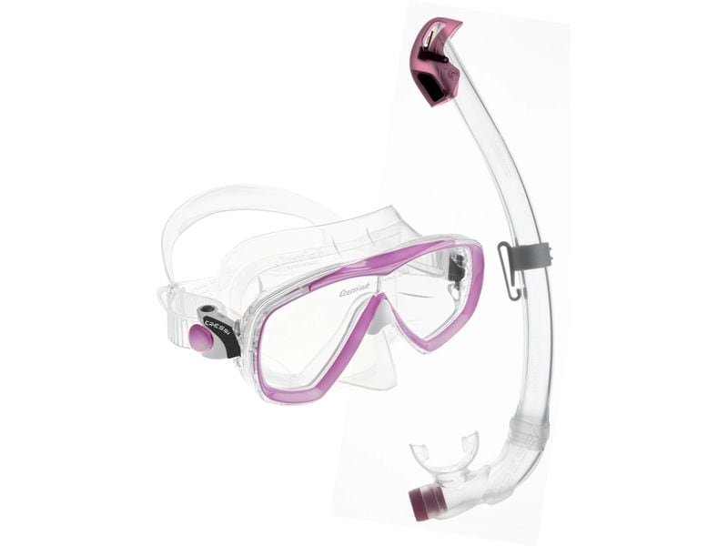 CRESSI | Estrella + Seal Dry Snorkel Combo | Clear/Pink