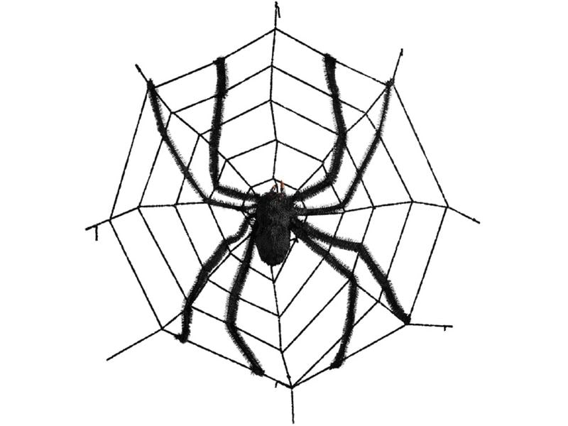 Dekomat AG | Dekomat Spinnennetz mit Spinne | Ø 150cm, Kunststoff, Synthetik