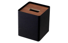 Yamazaki | Taschentuchbox Quadratisch | Stahl/Sperrholz, Schwarz