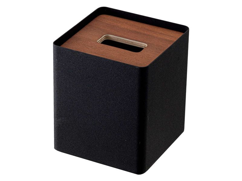 Yamazaki | Taschentuchbox Quadratisch | Stahl/Sperrholz, Schwarz