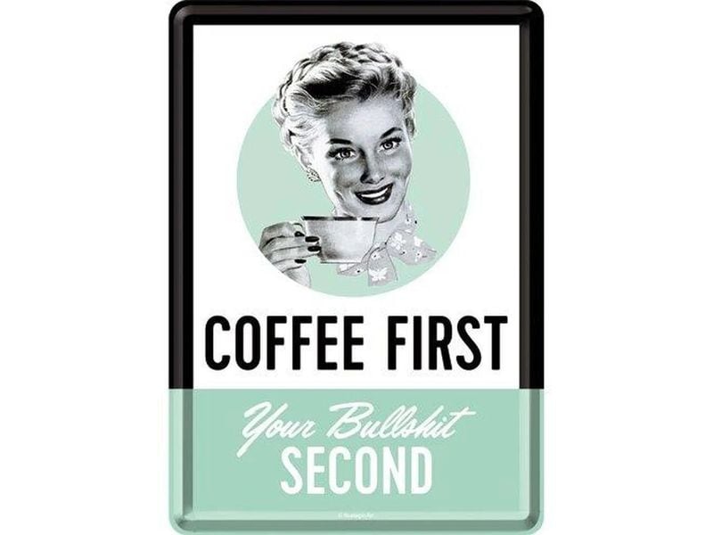 Nostalgic Art | Postkarte Coffee First | Metall, 14x10 cm, Papierbeschichtet,Couvert