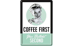 Nostalgic Art | Postkarte Coffee First | Metall, 14x10 cm, Papierbeschichtet,Couvert