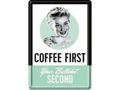 Nostalgic Art | Postkarte Coffee First | Metall, 14x10 cm, Papierbeschichtet,Couvert