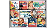 Nostalgic Art | Magnet-Set Say it 50's | 9 Stück, Gross: 9x7 cm, Klein: 2x3 cm