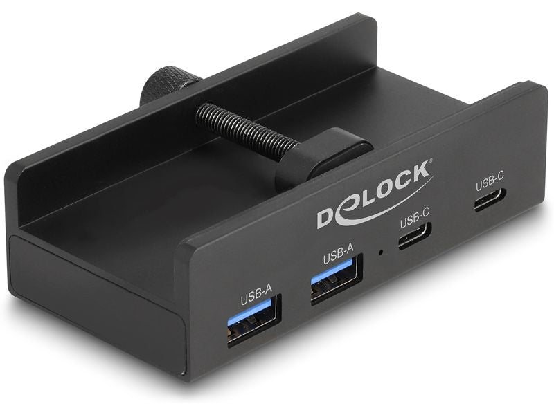 Delock | Externer USB Hub, 4 Port | 2xUSB-C, 2xUSB-A, mit Feststellschraube