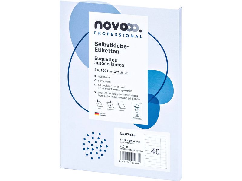 novooo. | Selbstklebende Etiketten | 48.5 x 25.4 mm, 100 Blatt