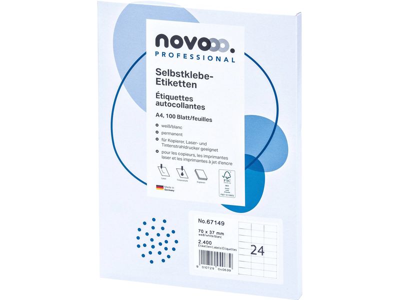 novooo. | Selbstklebende Etiketten | 70 x 37 mm, 100 Blatt