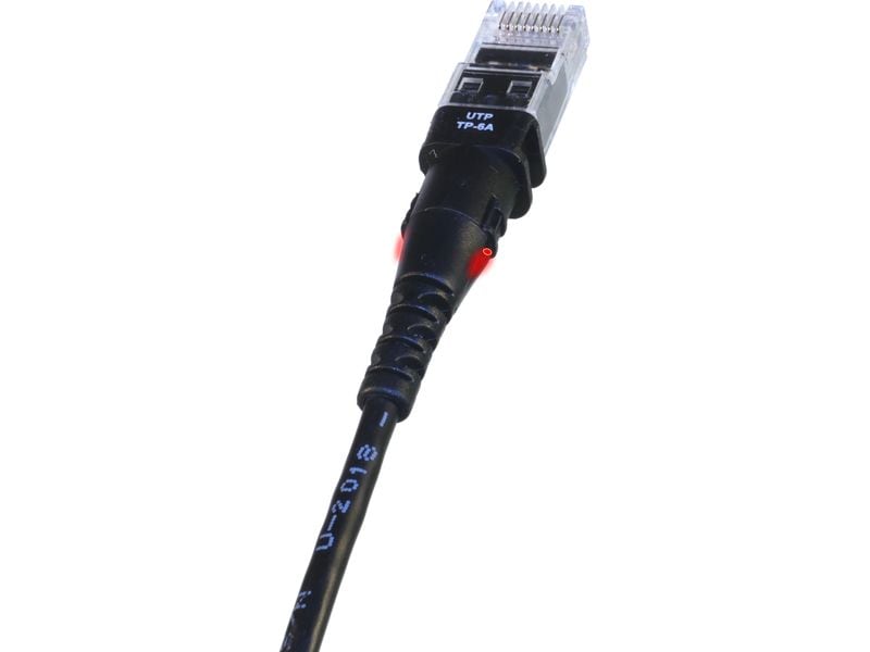 Patchsee | ThinPATCH Cat.6A U/UTP Patchkabel | 6.1m, Schwarz, LED-Identifikation
