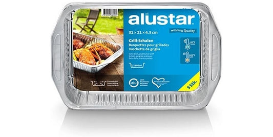 Alustar | Grillschale mit Griff 5 Stück | 31 x 21 cm
