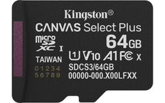 Kingston | Canvas Select Plus microSDXC Card 64GB Gen3 | A1, lesen 100MB/s, schreiben 10MB/s