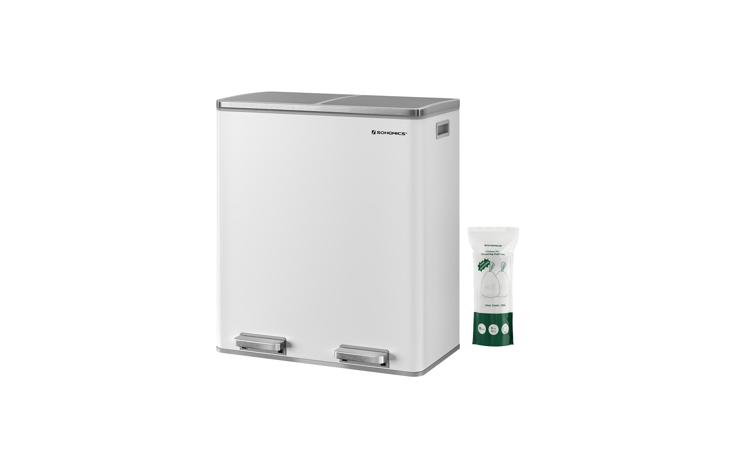 Songmics Treteimer 2x30 Liter, Weiss