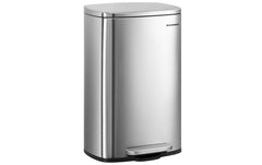 Songmics | Treteimer 50 Liter, Silber | 43.2x37.1x63.2 cm, Edelstahl, Kunststoff